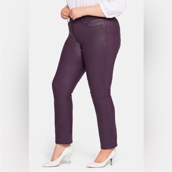 NWOT NYDJ Uplift Coated Marilyn Straight Jeans In Eggplant Coated Size 18 W - Picture 13 of 14